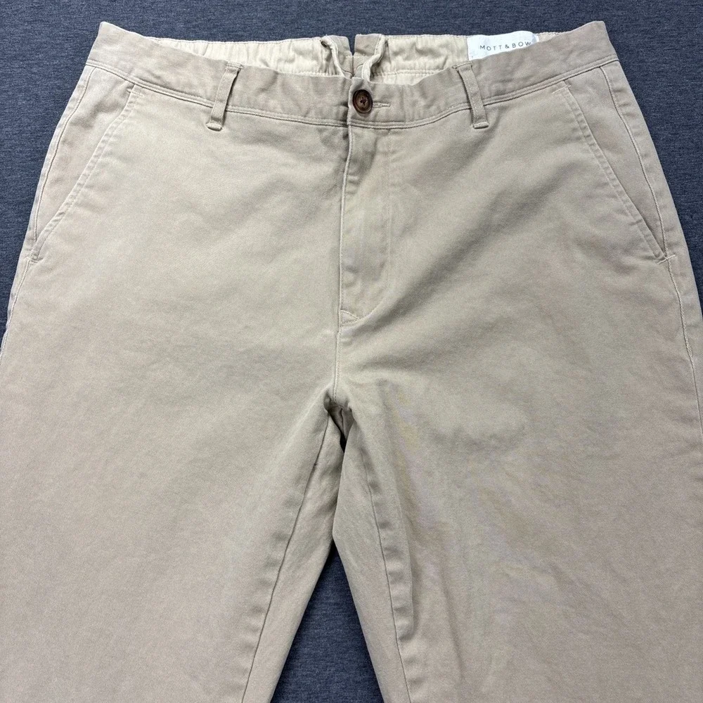 Mott Bow Pants Mens 34x31 TAG-34x32 Twill Chino Charles Khaki Beige Preppy